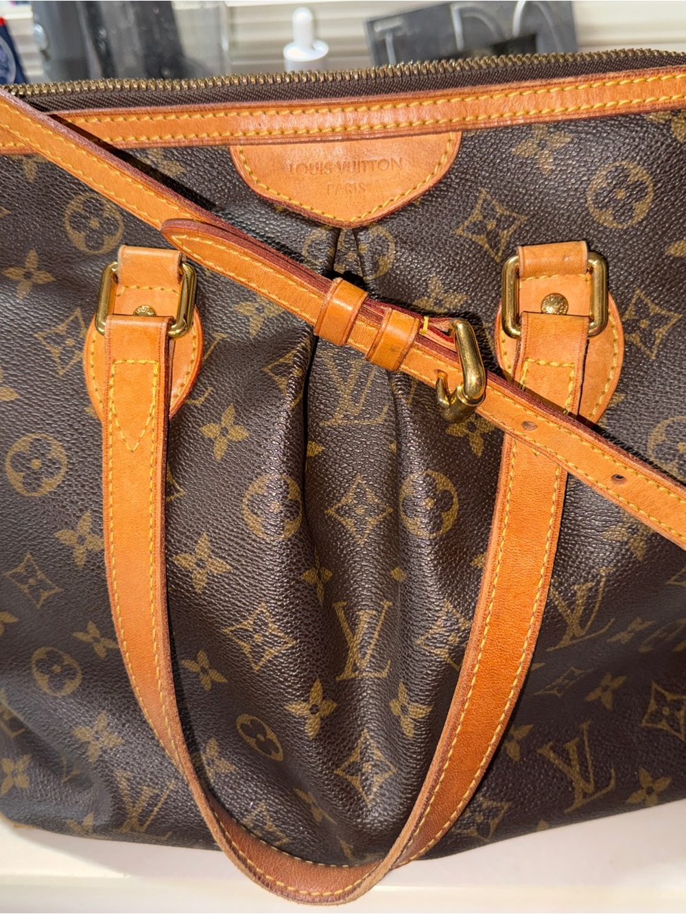 Louis Vuitton Monogram Canvas Tote with Vachetta Trim in Brown and Tan